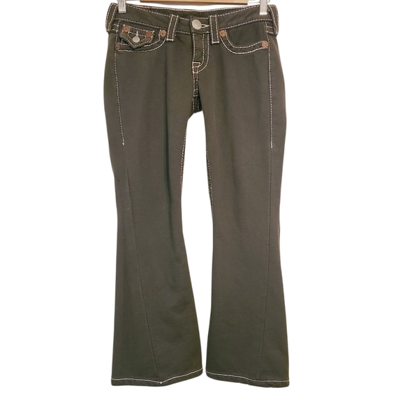 True Religion | Women's Low Rise Joey Big T Flared Gray/Green Jeans (Size 27) - Picture 1 of 14